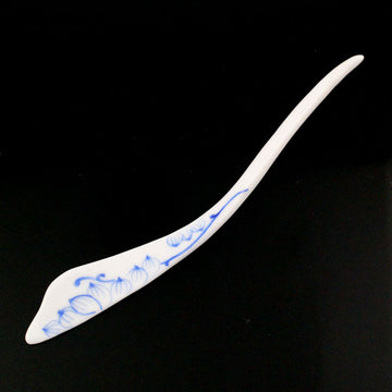 Handmade Porcelain China Freeform Hair Stick Blue Leaves